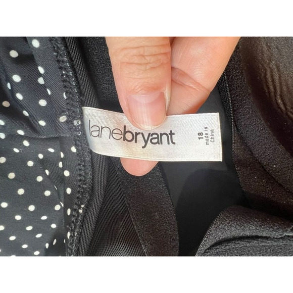 Lane Bryant Black & White Polka Dot Ruched Halter Bathing Suit - Size 18 - Picture 4 of 13